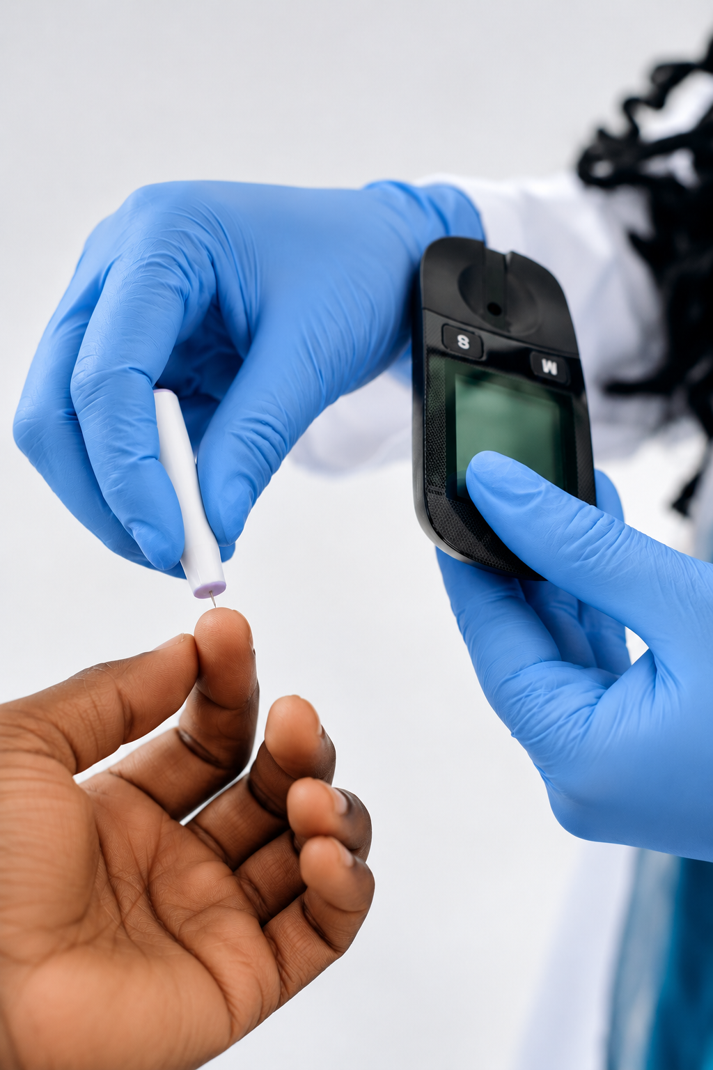 Finger-prick blood sugar test with a glucometer