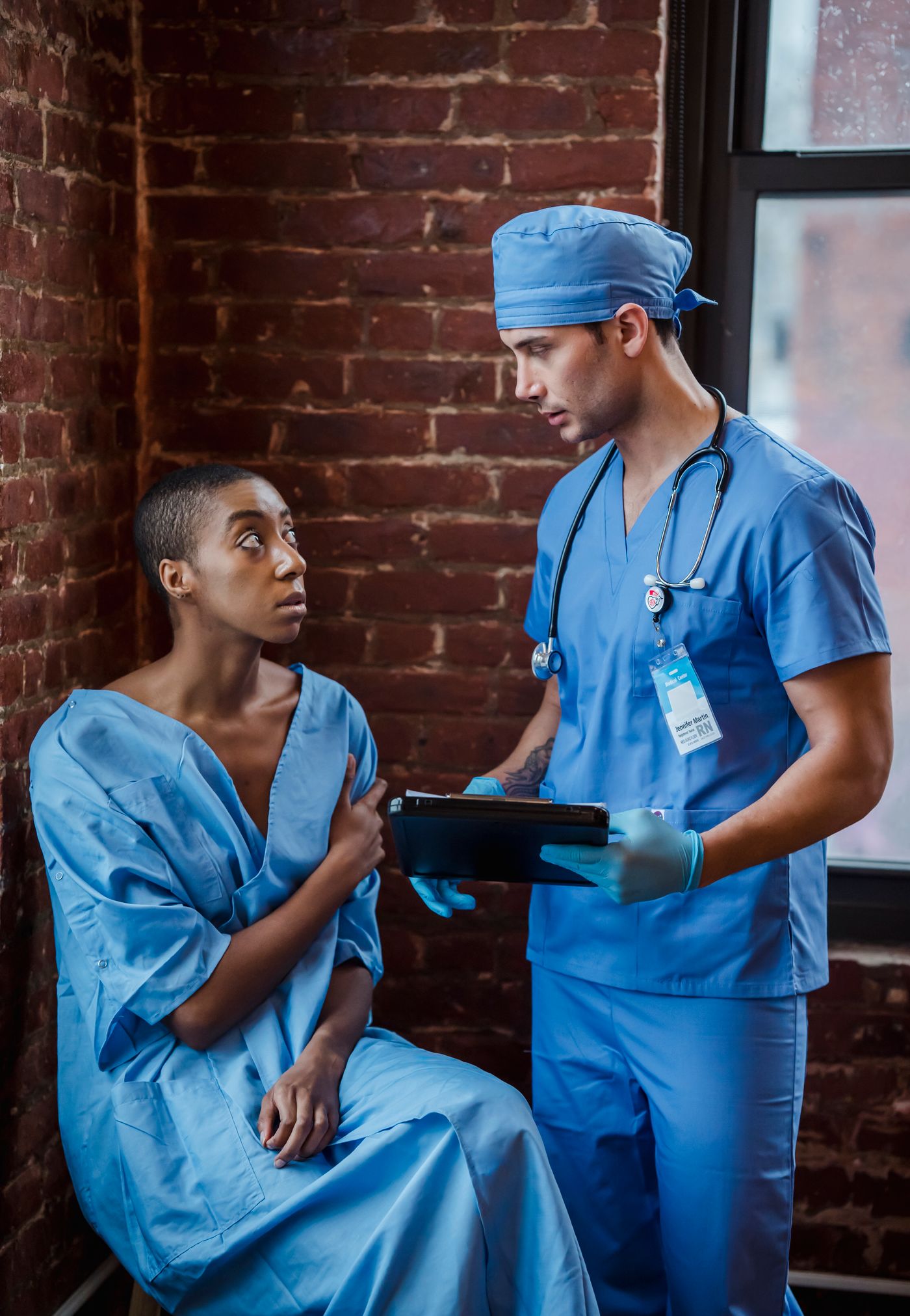 Nurse reviewing a patient's check-up results